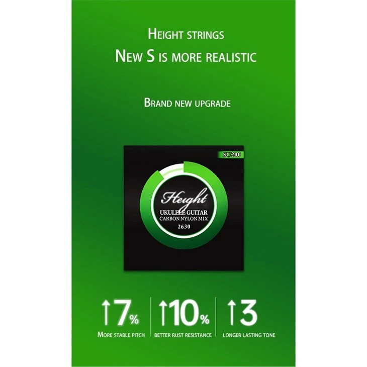 Height SU Ukulele Strings - Pure Fluorocarbon, Clear Bright Tone, Smooth Feel & Stable Tuning, 26-30 Gauges, Vacuum Sealed