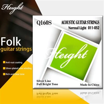 Q160S Senapan Gitar Akustik 1152 Pengukur Cahaya, Baja Karbon & Perunggu Fosfor Untuk Nada Cerah, Berlapis Perak