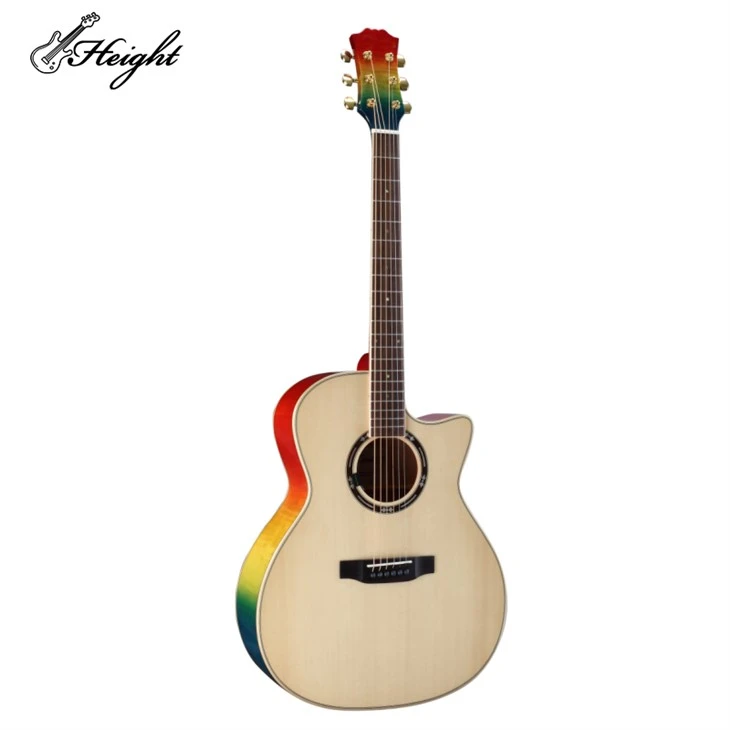 Rainbow Color A Grade Spruce Solid Top Guitar